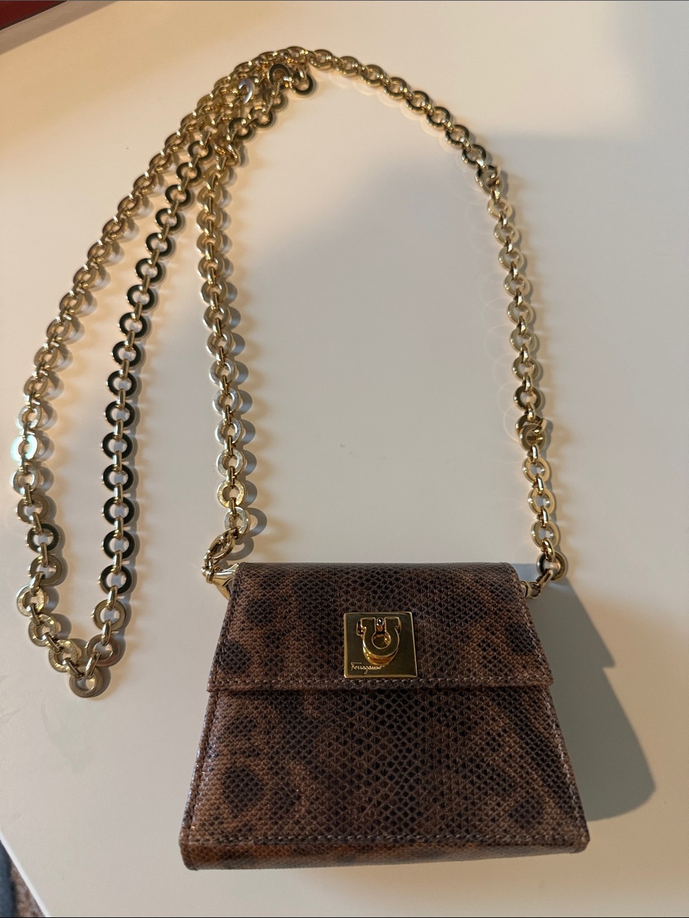 Salvatore Ferragamo Vintage Gancini Mini Crossbody/ Shoulder Bag with Gold Chain - Picture 2 of 5
